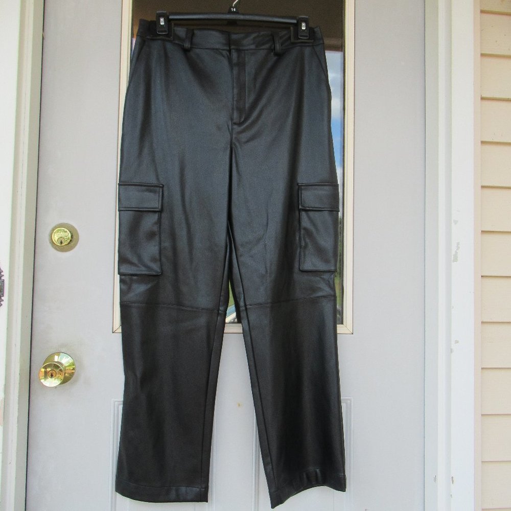 🟨APT. 9 faux leather cargo black pant size 12 or 14 - Picture 2 of 12